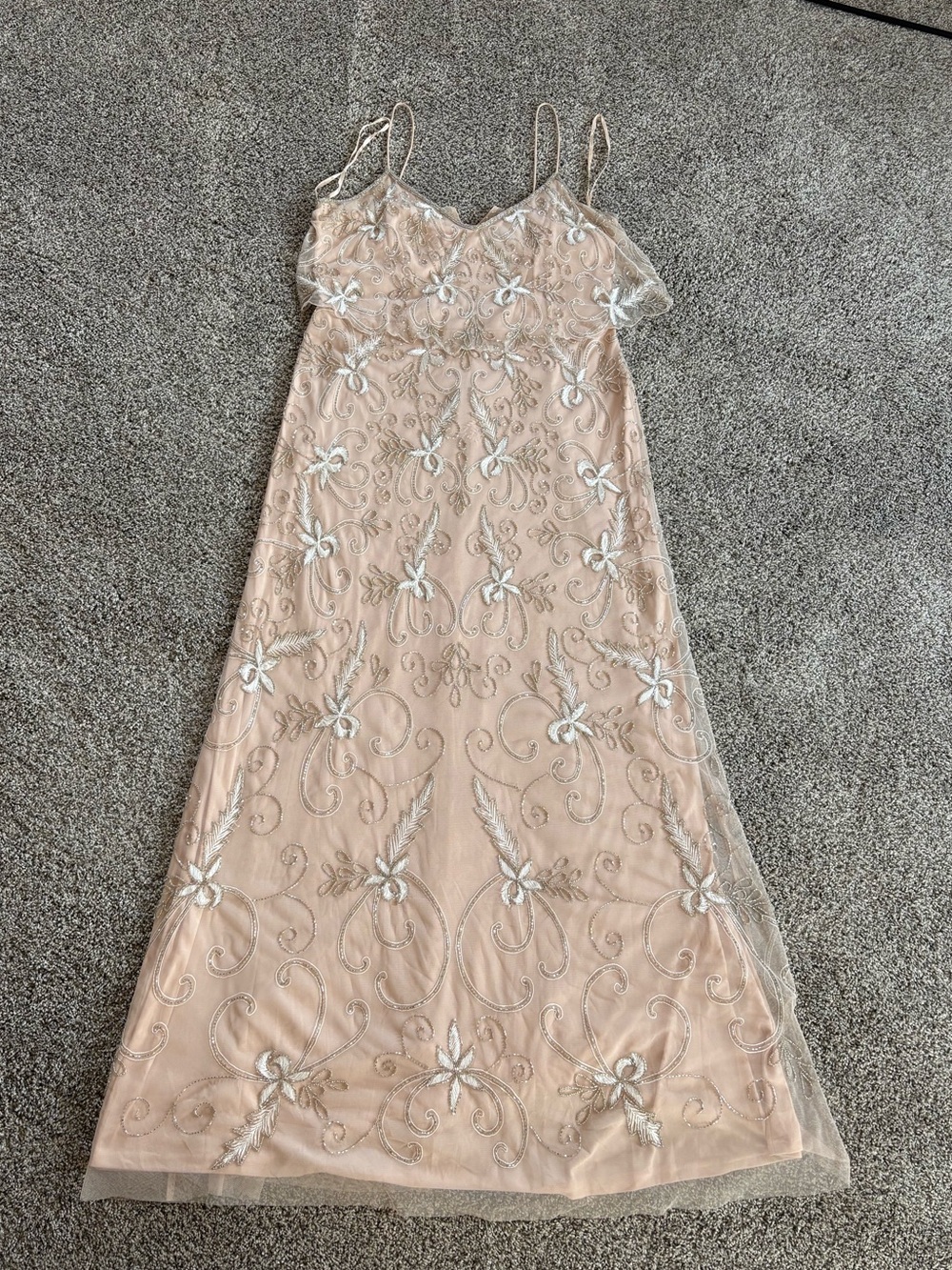 Adrianna Papell Blush Pink Beaded Spaghetti-Strap Slip Dress